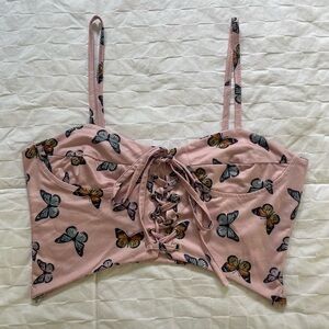 Pink Butterfly Crop Top!🦋